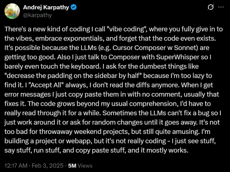 Andrej Carpathy on vibe coding
