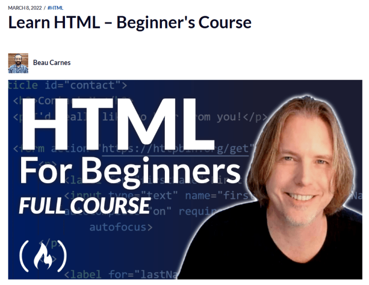 freeCodeCamp HTML Beginner course