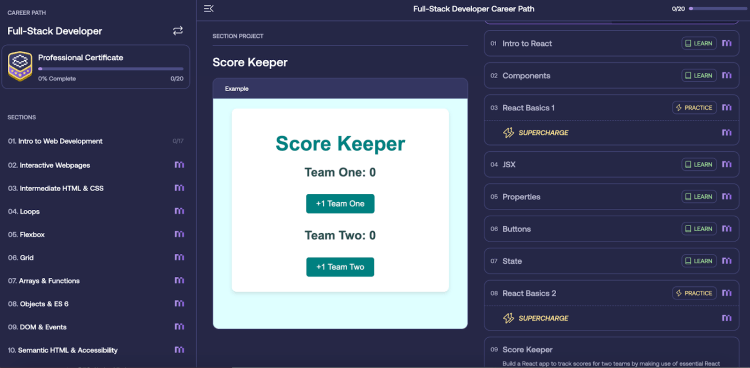 Score keeper React project built with Mimo