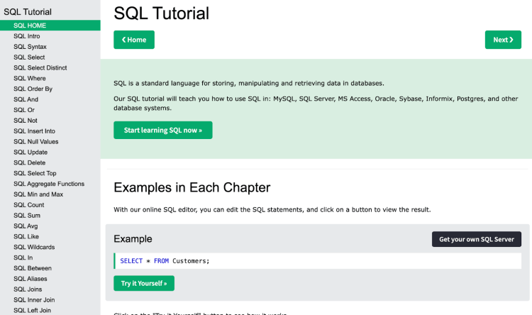 w3schools SQL tutorial