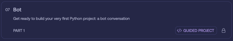 Python Bot project - build your first bot conversation, part 1, guided project.