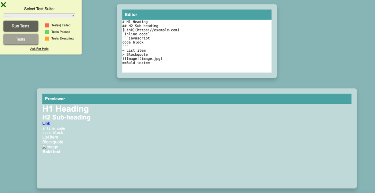 Markdown previewer React project